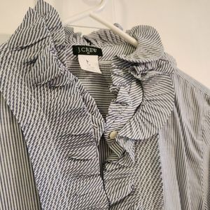J. CREW ruffle tuxedo style button down